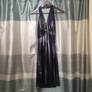 Metallic purple halter dress